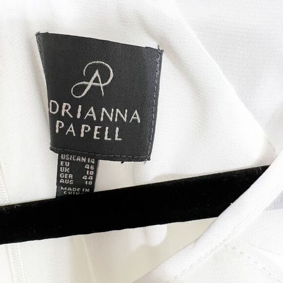 ADRIANA PAPELL Dress Women’s 14 Mini Sleevelss Chiffon White Ivory Formal - Picture 6 of 9